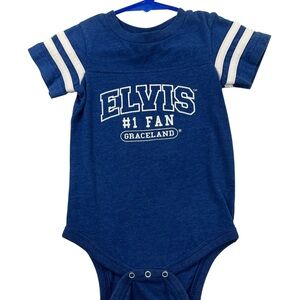 Graceland Blue Elvis Fan Kids Bodysuit in size Baby Unisex 12 Mo. Old